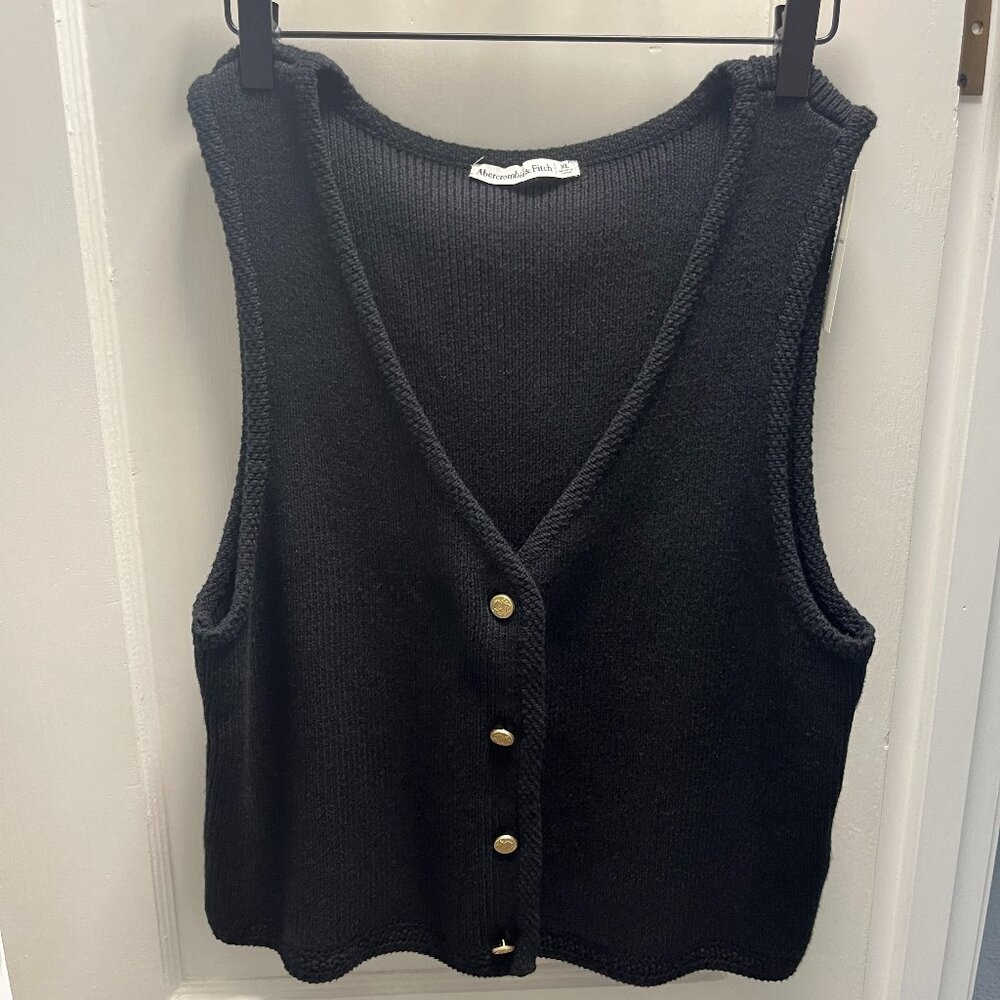 Abercrombie Black Button-Up Sweater Vest NWT